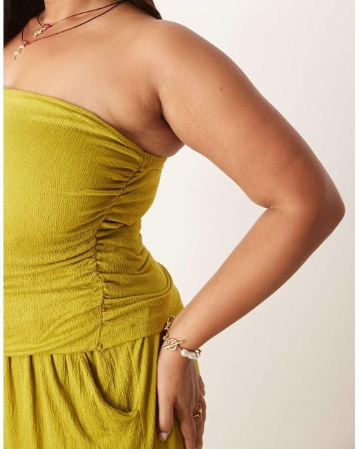 ASOS Yellow Asos Design Curve Crinkle Bandeau Top