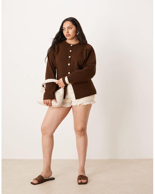 ASOS Brown Asos design curve – strukturierte strickjacke