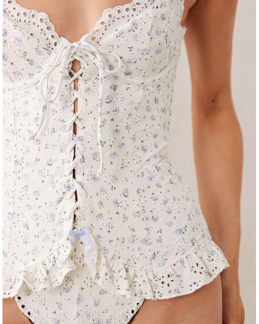For Love & Lemons White Daisy Frill Detail One Piece Swimsuit