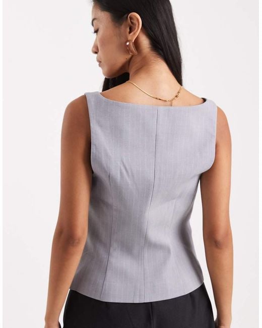 ASOS Gray Tailored Square Neck Structured Waistcoat
