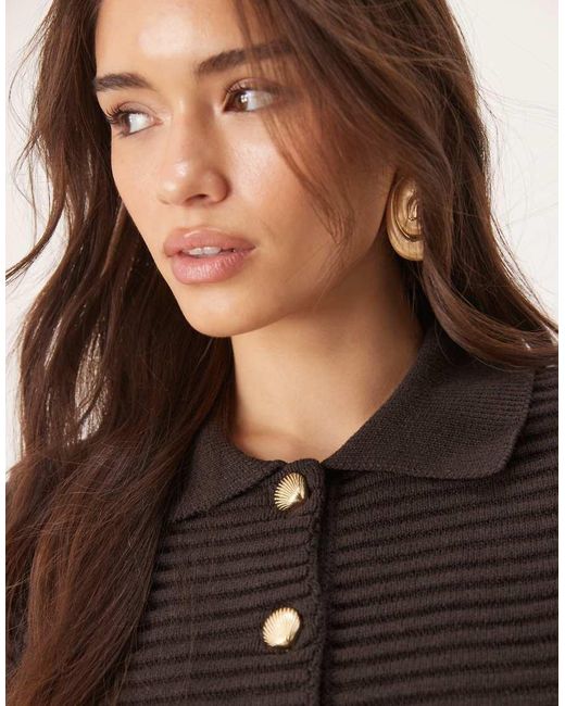 ASOS Vest Met Korte Mouwen, Steken En Schelpknopen in het Brown