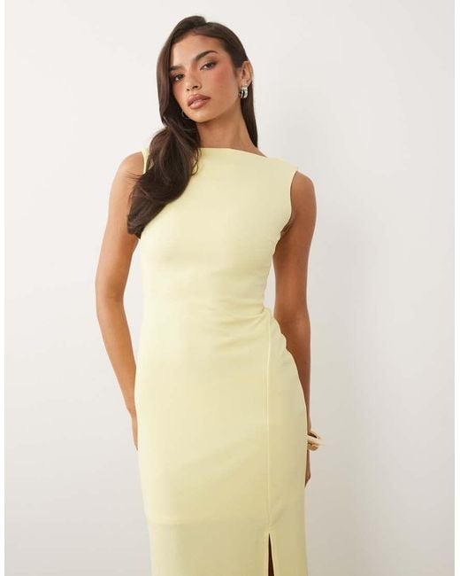 TFNC London Natural Crepe Slash Neck Backless Maxi Dress