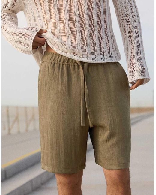 Bershka Gray Rustic jogger Bermuda Shorts for men
