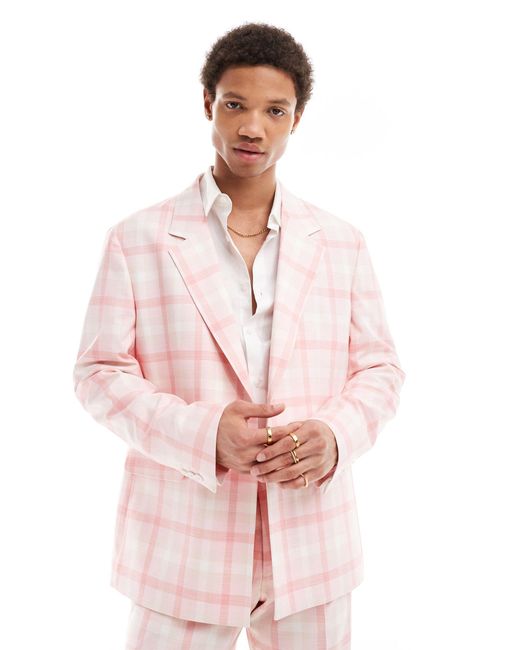 Viggo – eriksen – karierte anzugjacke in Pink für Herren