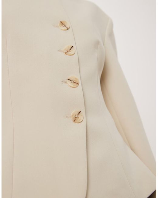 Miss Selfridge Natural Cropped Collarless Blazer