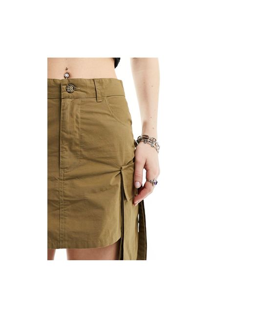 Collusion Natural Festival Utility Mini Skirt With Drop Pocket And Tab Detail