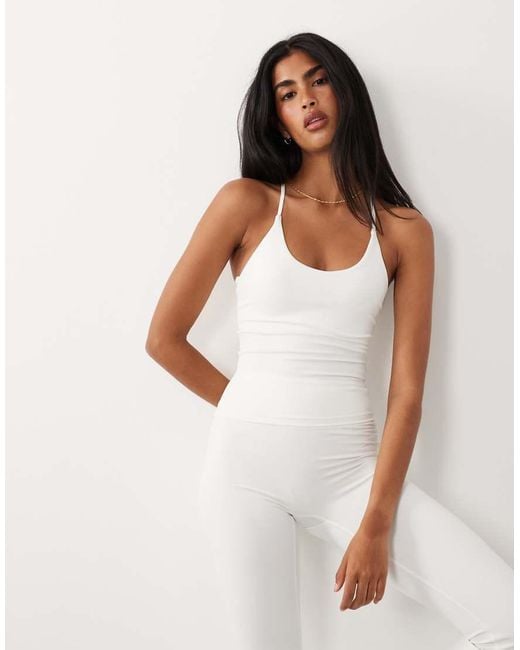 Gina Tricot White Mix And Match Strappy Back Yoga Top
