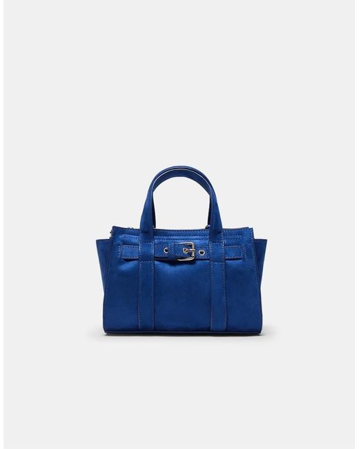 Stradivarius Blue Mini Tote Bag With Buckle