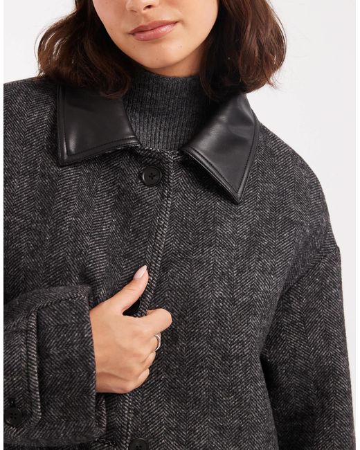 ASOS Gray Wool Blend Textured Jacket With Collar
