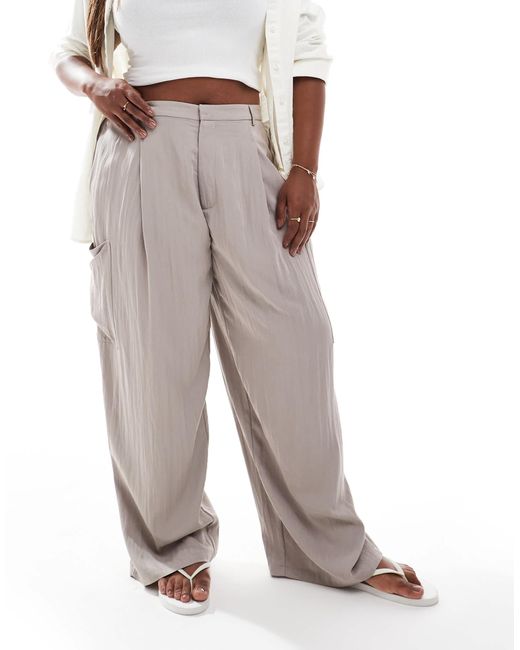 ASOS Gray Curve Barrel Leg Utility Trousers