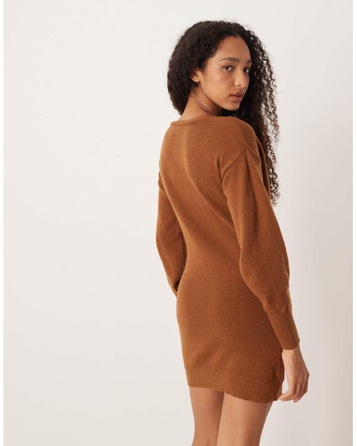 Vila Brown Knitted Mini Wrap Dress