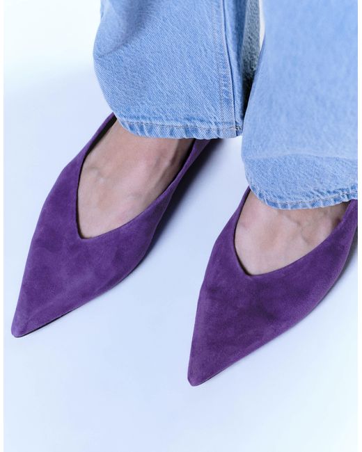 ASOS Blue Lari Premium Pointed Ballets