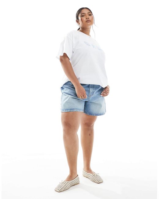 Pieces Plus White Pieces Curve Oversized T-shirt With 3 Seashell Graphic