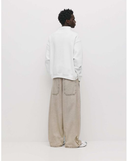 Pull&Bear – basic-sweatshirt in White für Herren