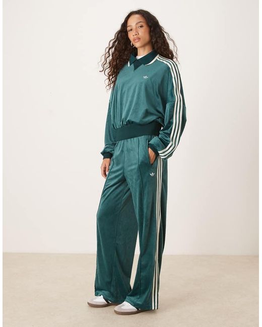 Adidas Originals Green X Liberty London Debossed Velvet Track Pants