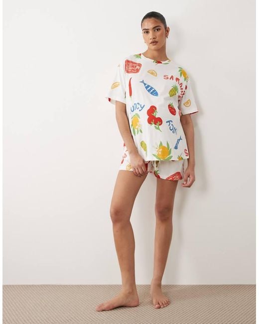 ASOS White Asos Design Maternity Oversized Tee & Short Set