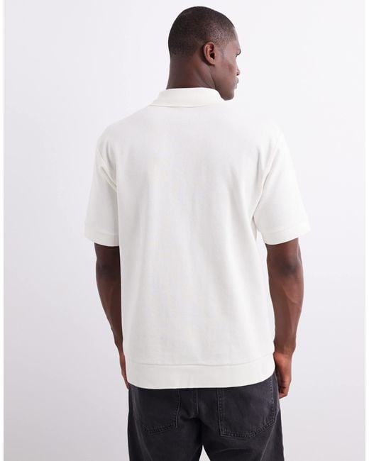 ARKET Gray Textured Jersey Short Sleeve Polo Shirt for men