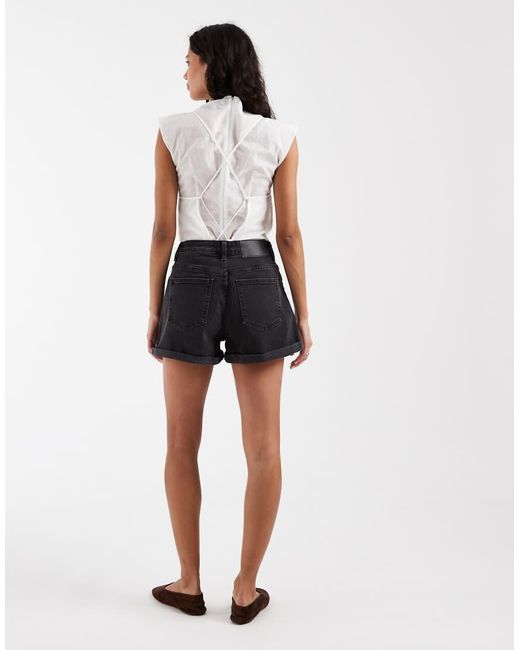 ASOS Black Denim Comfort Mom Short