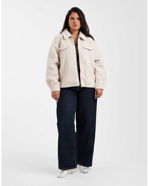 ONLY Natural Zip Through Boucle Jacket