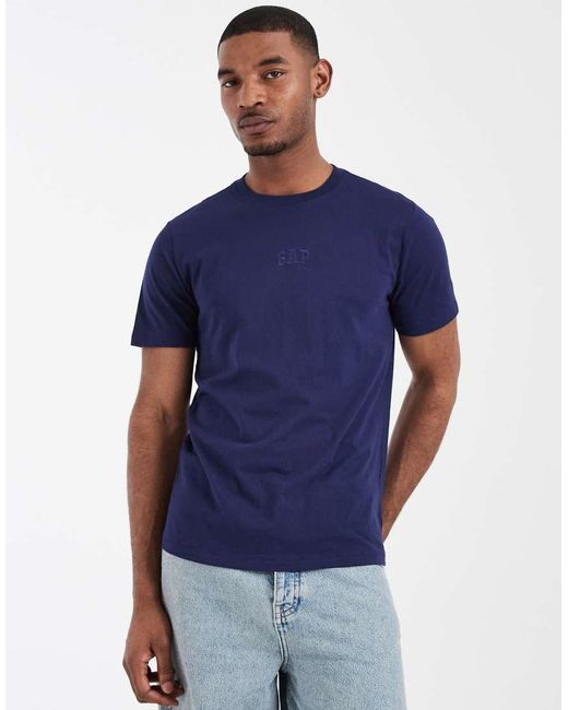 Gap Blue Mini Logo Fitted T-Shirt for men