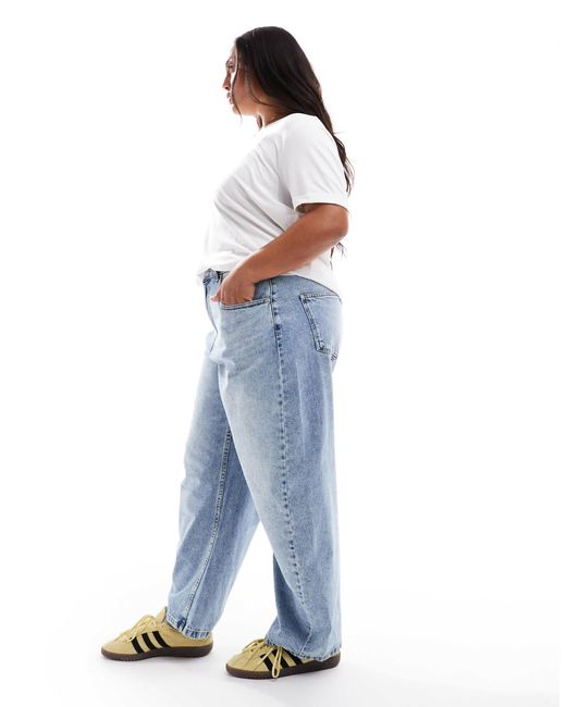 ASOS Blue Asos Design Curve Barrel Leg Jeans