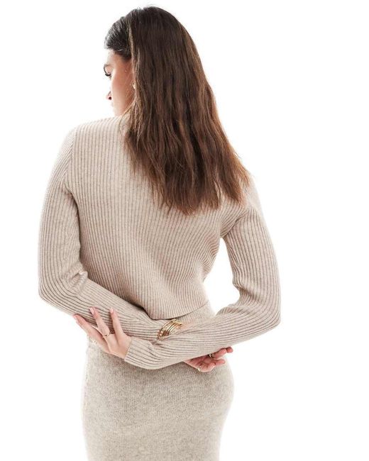 ONLY Natural Structured Ribbed Knitted Cardigan