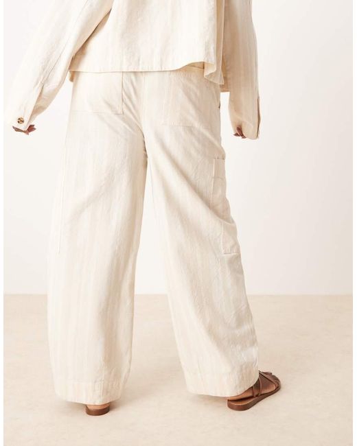 ASOS Natural Asos Design Curve Cotton Barrel Leg Trousers With Utility Pockets Co-ord