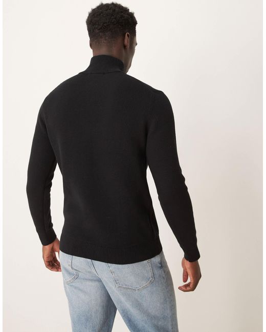 Pull en maille 100 % coton à demi fermeture éclair SELECTED pour homme en coloris Blue