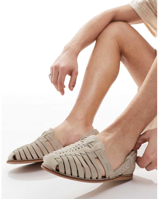 Sandales style pêcheur en daim - taupe ASOS pour homme en coloris White