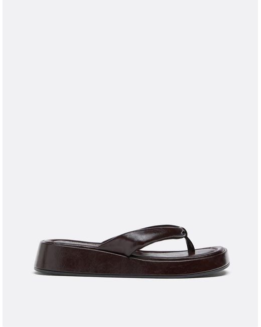Stradivarius White Platform Thong Sandals