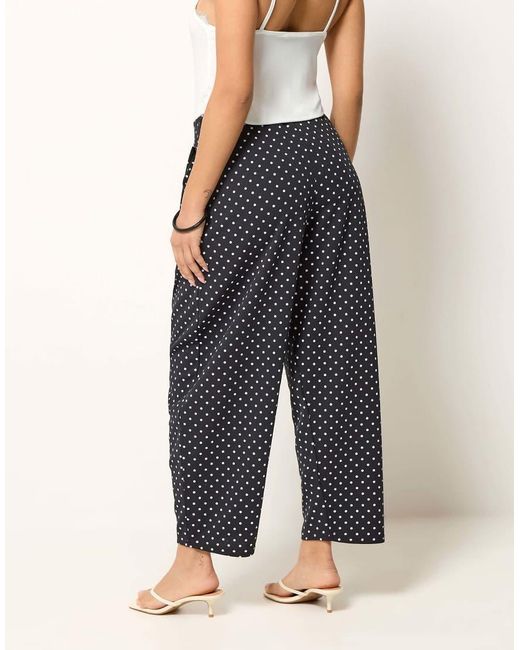 PixieGirl Black Petite Polka Dot Barrel Leg Trousers