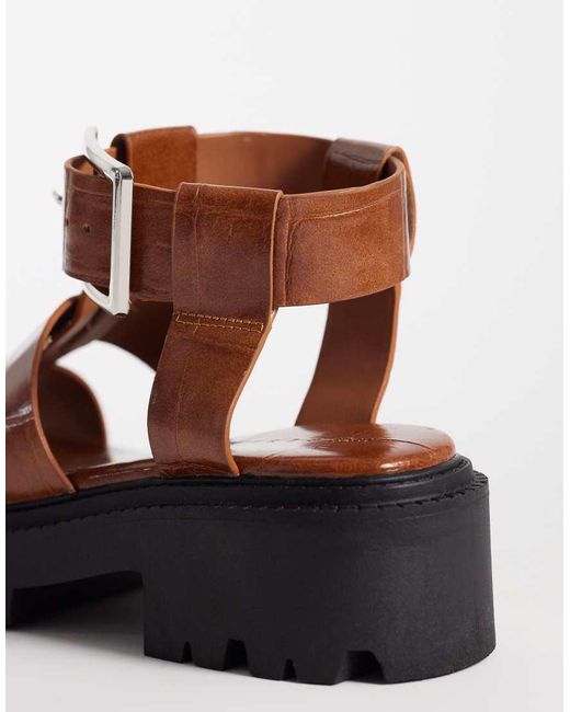 ASOS Brown Freddy Fisherman Chunky Heeled Sandal