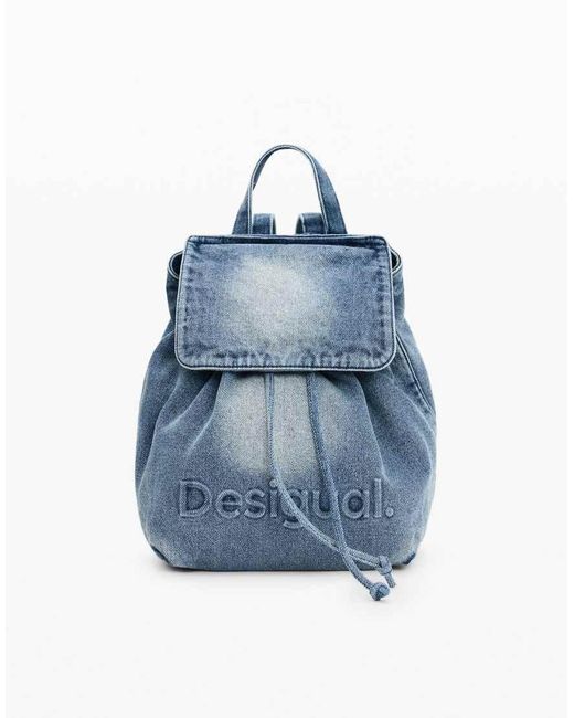 Desigual Blue Small Denim Charms Backpack
