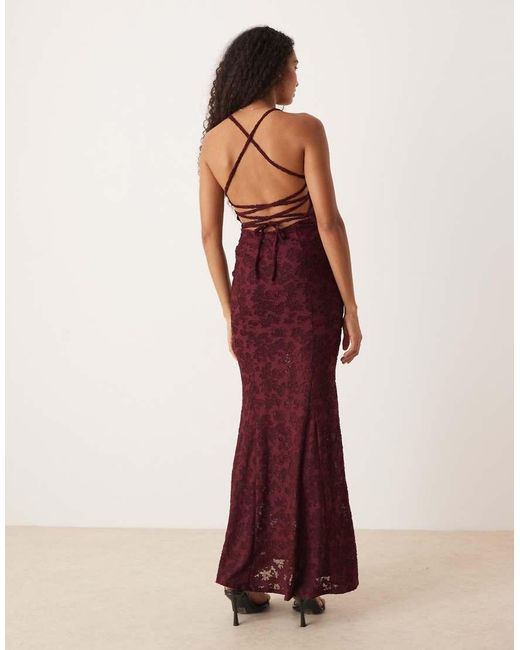 ASOS Red Sleeveless With Lace Up Back Maxi Dress