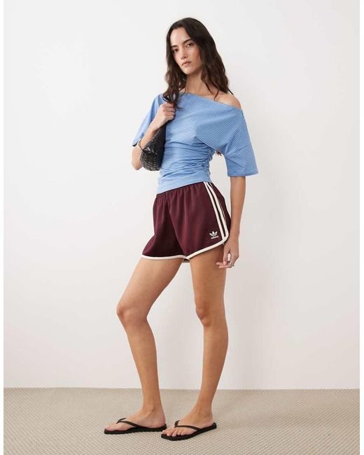 ASOS Blue Boat Neck Cinched Waist Top