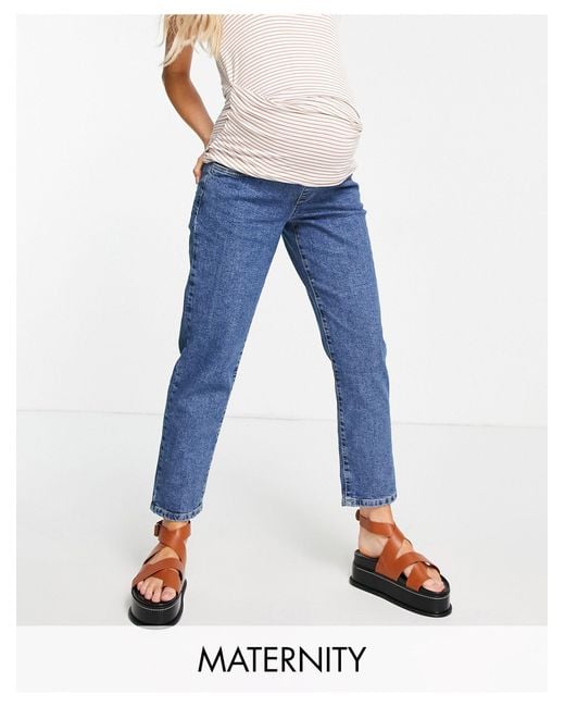 Cotton On Zwangerschapskleding - Mom Jeans Met Stretch Onder in het Blauw | Lyst