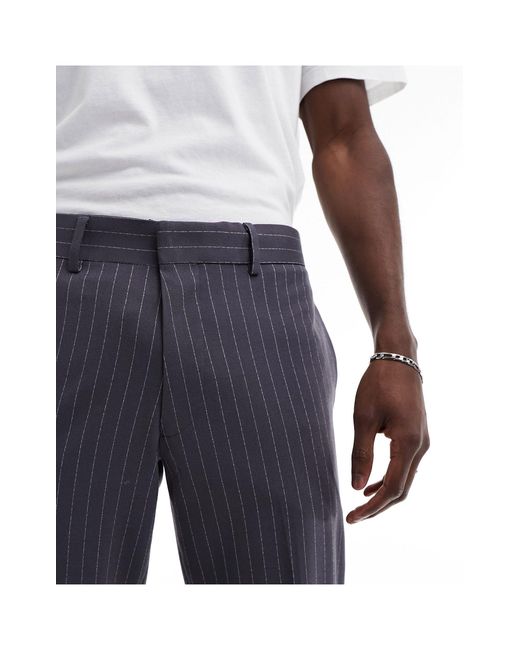 ASOS Blue Smart Skinny Flared Pinstripe Pants for men