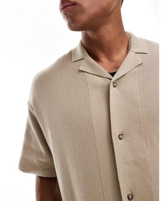 ADPT Natural Co-ord Oversized Knitted Shirt for men