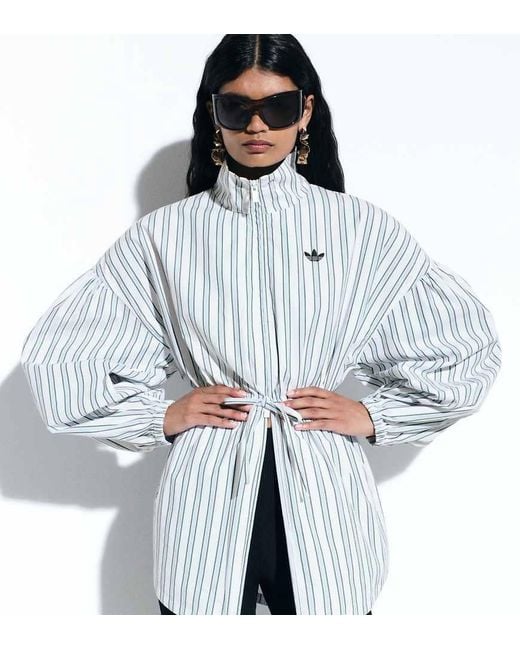adidas Originals x ASOS Blue Funnel Neck Shirt With Volume Sleeves