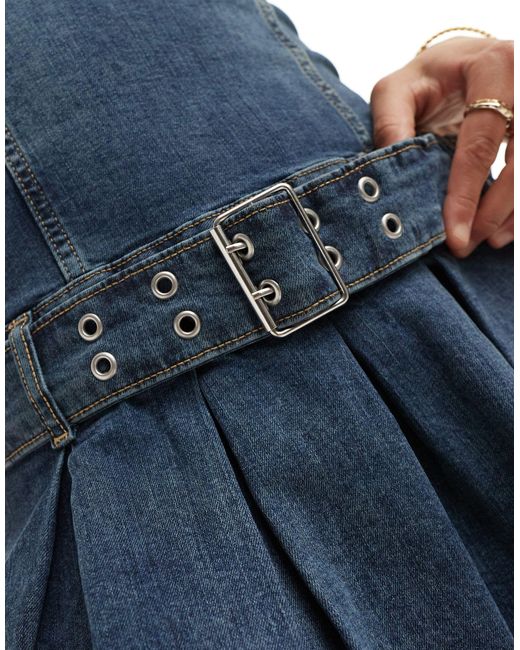 Bershka Blue – trägerloses jeans-minikleid
