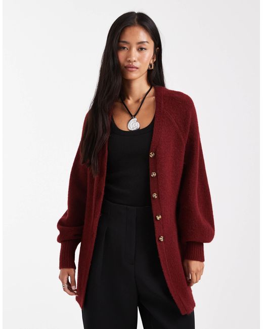 ASOS Red – longline-strickjacke aus flauschigem garn