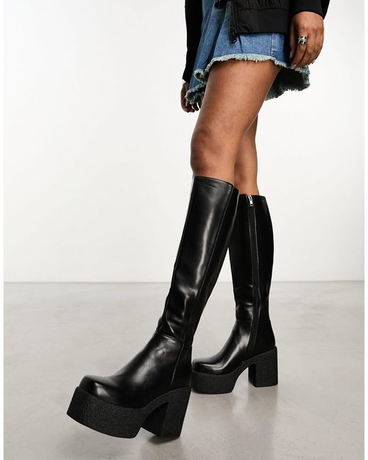 Lamoda Black Called Out Knee Boots