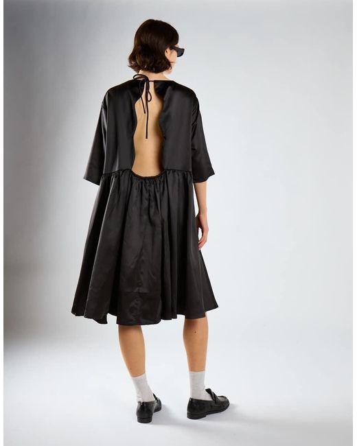 Glamorous Black Scallop Back Oversize Midi Dress