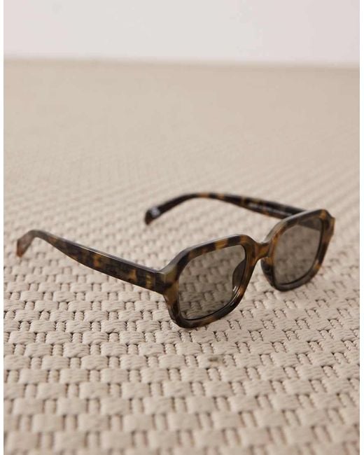ASOS Brown Slim Square Sunglasses for men