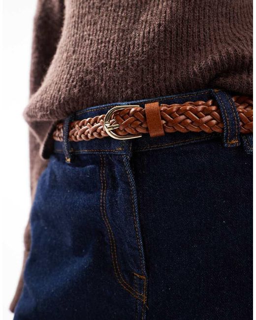 Pieces Blue Plaited Faux Leather Belt