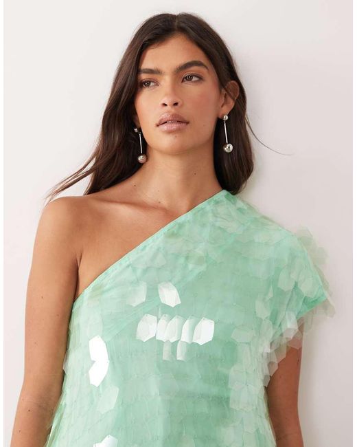 ARRANGE White Embellished One Shoulder Top