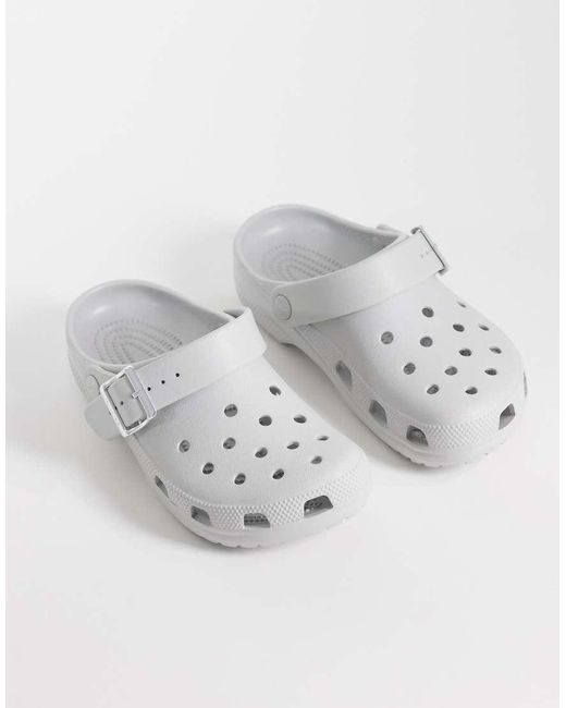 CROCSTM White Classic Metallic Buckle Clogs