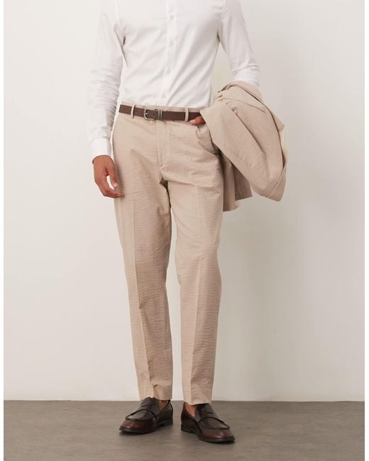 SELECTED – regular-fit-hose aus seersucker-stoff in White für Herren