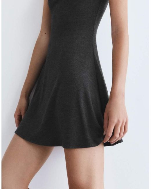 Pull&Bear Black Mock Neck Short Dress