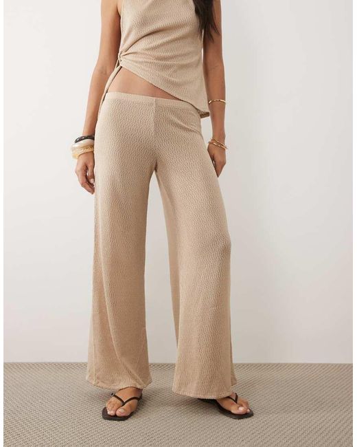 ASOS Natural Textured Wide Leg Co-ord Trouser